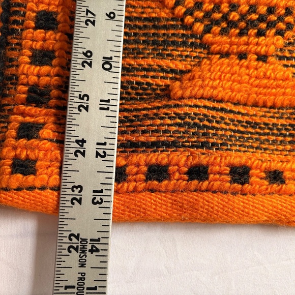 Orange & Black Woven Crossbody Tote Bag - Textured Vase w Geometric Designs - Picture 7 of 11